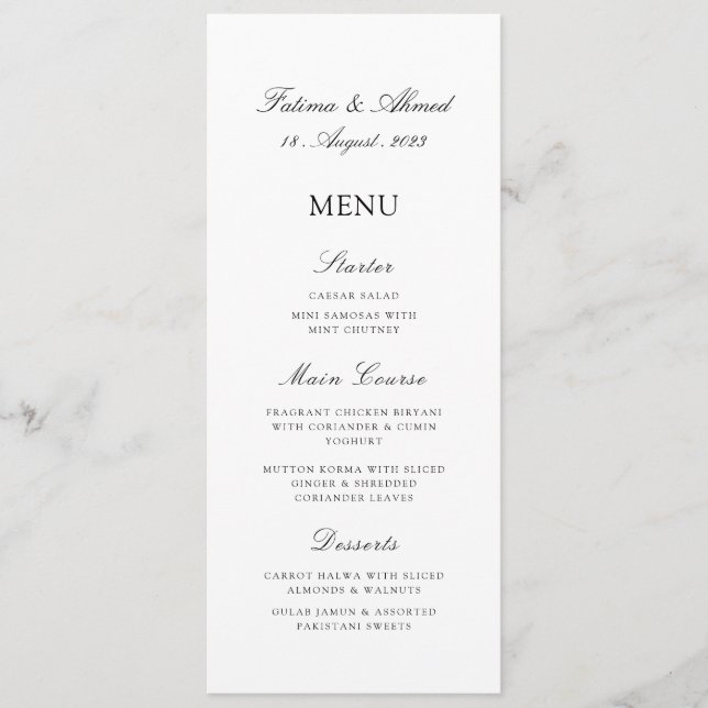 Minimal Islamic Muslim Nikah Wedding Menu (Front)