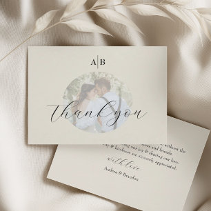 Minimal Ivory Photo Wedding Thank You Card