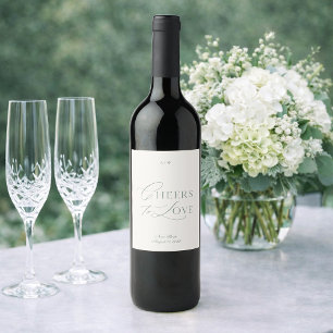 Minimal Ivory Wedding Wine Label – Cheers to Love