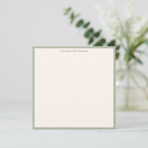 Minimal Jade Green Border Name Stationery Cute Card