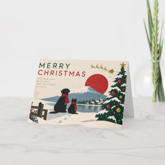 Minimal Japanese Christmas with Mount Fuji Card