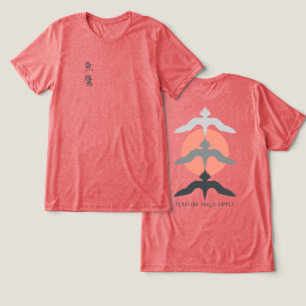 Minimal Japanese Fish Hawk Ukiyo-e Style Red Tri-Blend Shirt