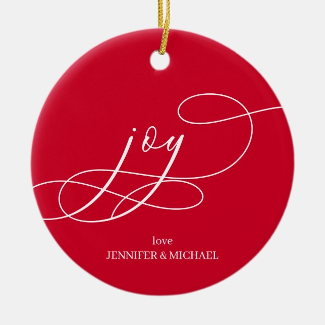 Minimal Joy Christmas Ceramic Tree Decoration (Front)