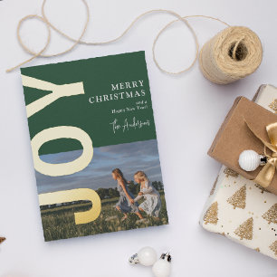 Minimal JOY Christmas Photo Real Gold Foil Holiday