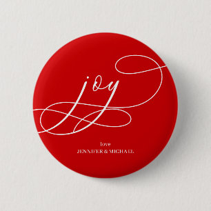 Minimal Joy Christmas red white 6 Cm Round Badge