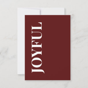 Minimal JOYFUL Deep Red Holiday Greeting Card