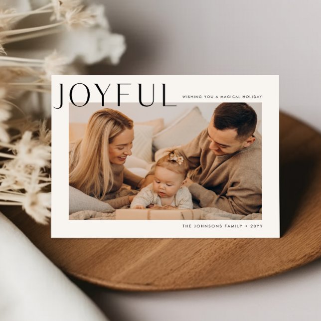 Minimal Joyful Modern Family Photo Christmas Card (Creator Uploaded)