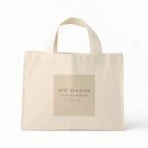Minimal Just Engaged Tote Bag | Natural Linen