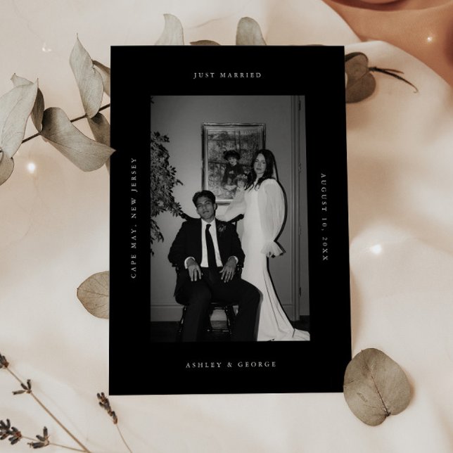 Minimal "Just Married" 2-Photo Wedding Elopement Announcement (Creator Uploaded)