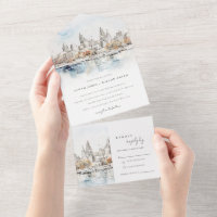 Minimal Kansas City Missouri Watercolor Wedding