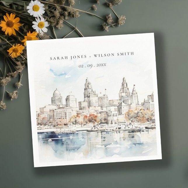 Minimal Kansas City Missouri Watercolor Wedding Napkin (Creator Uploaded)