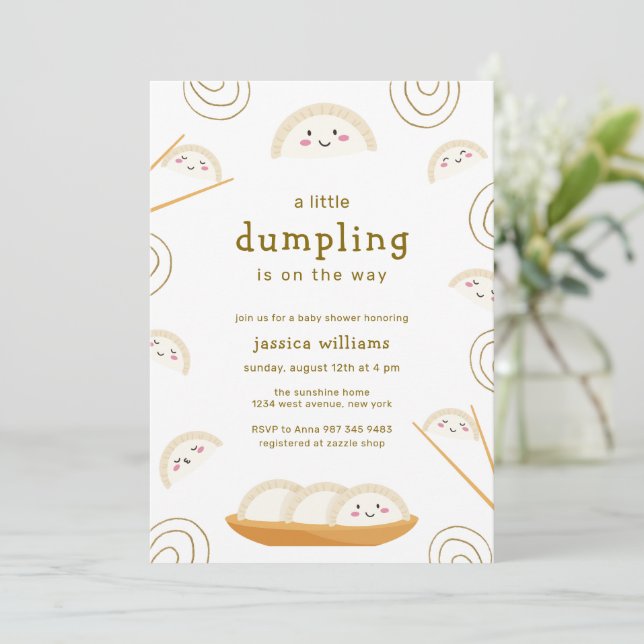 Minimal Kawaii Boho Bao Dumpling Baby Shower  Invitation (Standing Front)