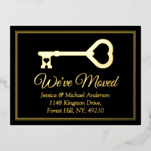 Minimal Key Change Of Address New Home Real Foil Invitation Postcard