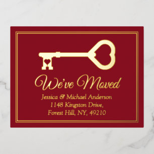 Minimal Key Change Of Address New Home Real Foil Invitation Postcard