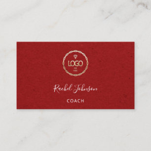 Minimal Kraft Elegant Couch Therapist Logo Red Business Card