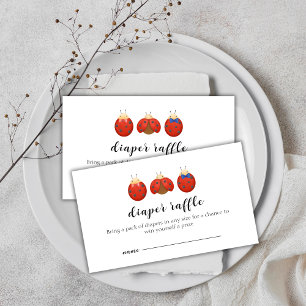 Minimal Ladybug Family Diaper Raffle Baby Shower Enclosure Card