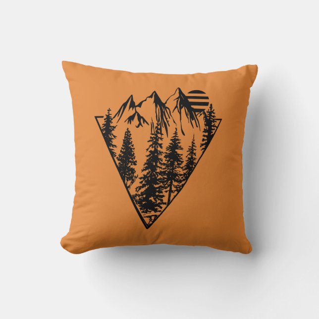 Minimal landscape pine trees forest cushion (Front)