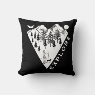 Minimal landscape pine trees forest cushion