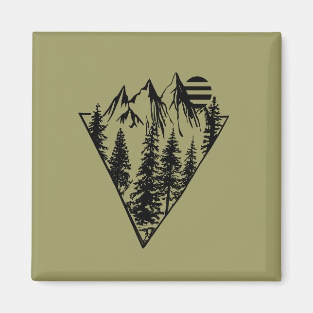 Minimal landscape pine trees forest magnet (Front)