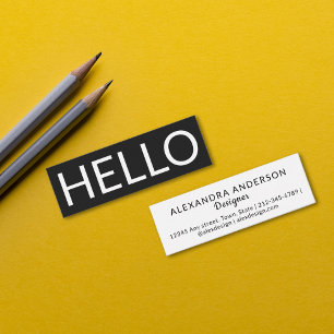 Minimal Large Typography Hello Elegant Modern Mini Business Card