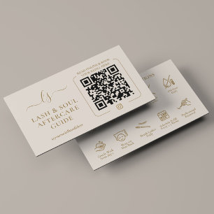 Minimal Lash Lift Extensions Aftercare Guide Sand Business Card