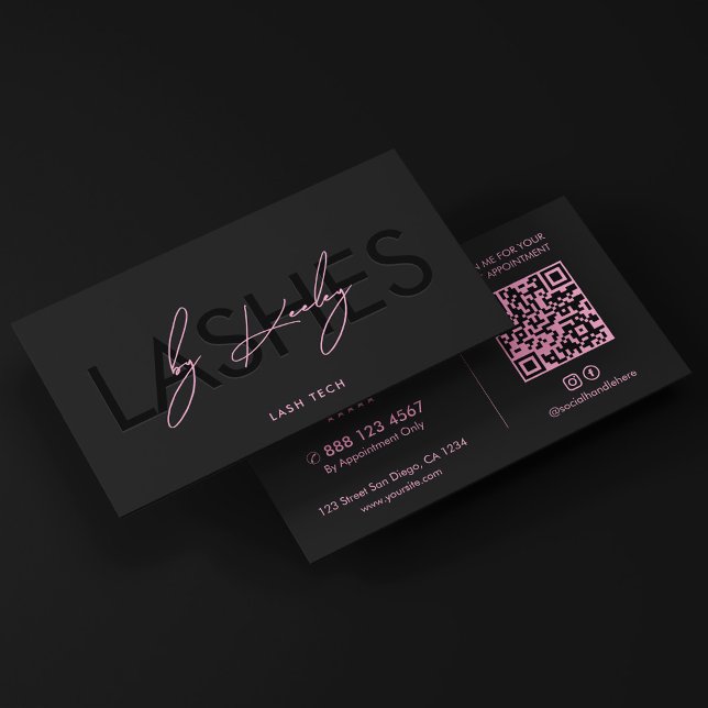 Minimal Lash Tech Aesthetic Black Pink Business Card (Minimal Lash Tech Aesthetic Black Pink Business Card
)