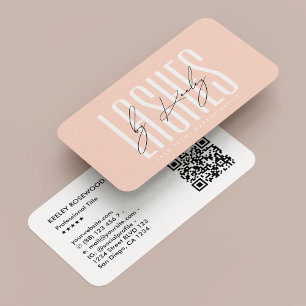 Minimal Lash Tech Makeup Artist Peach Modern Business Card