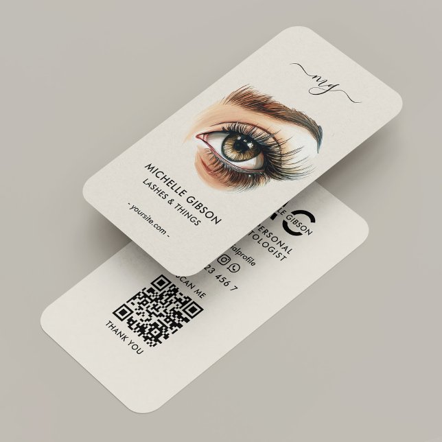 Minimal Lashes Tech Makeup Artist Tan Beige Business Card (Creator Uploaded)