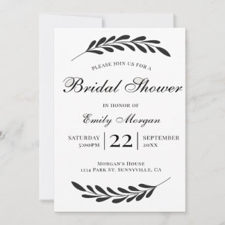 Minimal Laurel Wreath Emblem Elegant Botanical Invitation