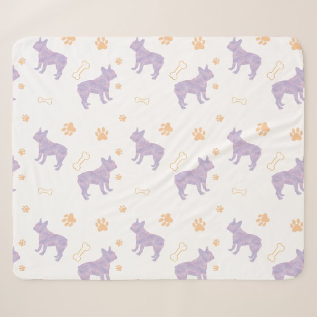 Minimal Lavender French Bulldog Silhouette Blanket (Front (Horizontal))