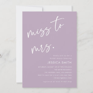 Minimal Lavender Miss to Mrs. Bridal Shower Photo Invitation