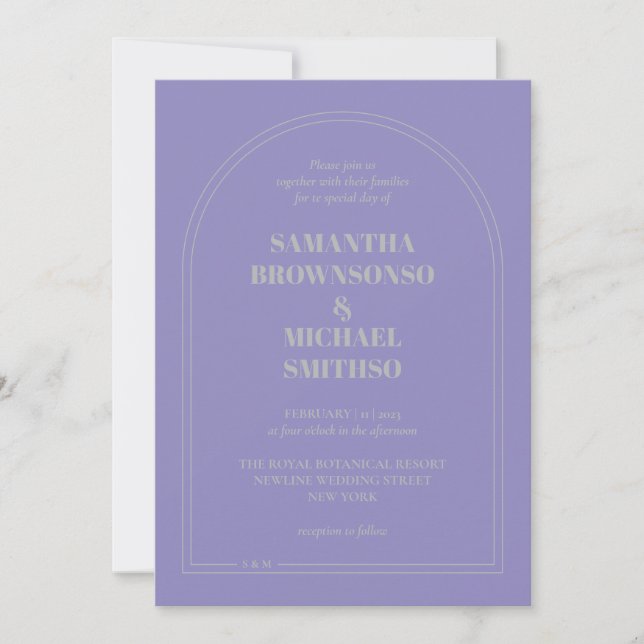 Minimal Lavender Silver Simple Wedding Invitation (Front)