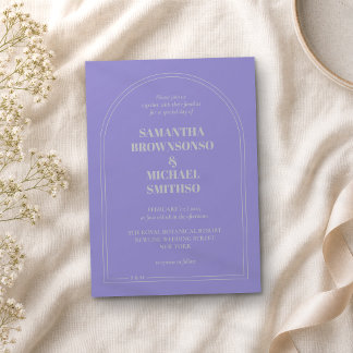 Minimal Lavender Silver Simple Wedding Invitation