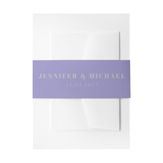 Minimal Lavender Silver the wedding of monogram Invitation Belly Band (Front Example)