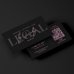 Minimal Lawyer Attorney At Law Firm Pink Black Business Card