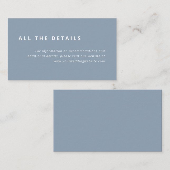 Minimal Layout | Dusty Blue Wedding Details Enclosure Card (Front/Back)