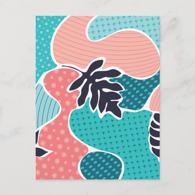 Minimal leaf abstract holiday postcard (Front)