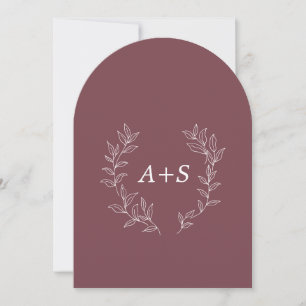 Minimal Leaf Arched Monogram Wedding Invitation