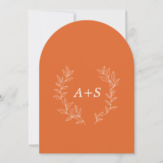 Minimal Leaf | Arched Monogram Wedding Invitation