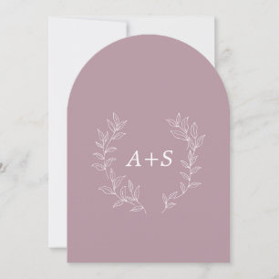 Minimal Leaf Arched Monogram Wedding Invitation