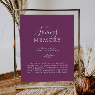Minimal Leaf   Berry In Loving Memory Memorial Poster