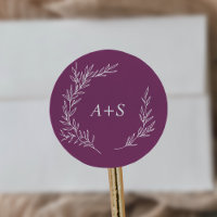 Minimal Leaf Berry Purple Monogram Envelope Seals