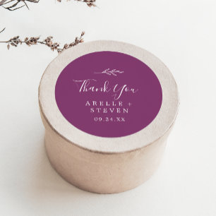 Minimal Leaf Berry Purple Thank You Favour Sticker