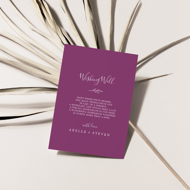 Minimal Leaf Berry Purple Wedding Wishing Well Enclosure Card (Creator Uploaded)