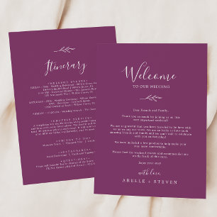 Minimal Leaf Berry Welcome Letter & Itinerary