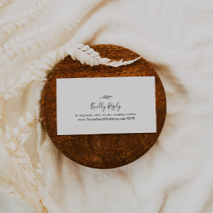 Minimal Leaf Black and White Wedding Website RSVP Enclosure Card