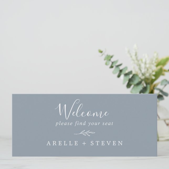 Minimal Leaf | Blue and White Seating Chart Header (Standing Front)