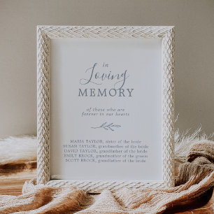 Minimal Leaf Blue In Loving Memory Memorial Sign