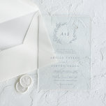 Minimal Leaf Blue Monogram Greenery Boho Wedding Acrylic Invitations<br><div class="desc">These minimal leaf blue monogram greenery boho wedding acrylic invitations are perfect for an elegant wedding.

The design features a simple greenery silhouette in dusty blue with classic minimalist style.</div>