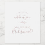 Minimal Leaf | Blush Pink Bridesmaid Proposal Wine Label<br><div class="desc">This minimal leaf blush pink bridesmaid proposal wine label is perfect for an elegant wedding. The design features a simple greenery silhouette in light blush pink with classic minimalist style.</div>